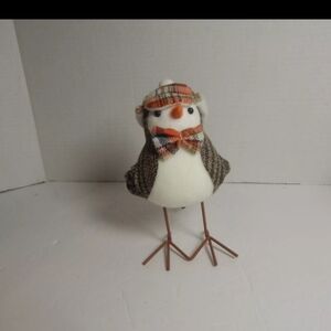 Plaid Brown and White Bird Decor